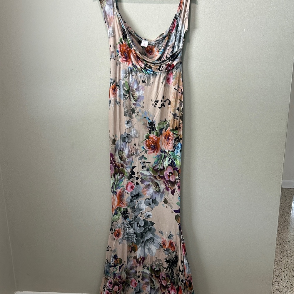 Mii Estilo Maternity Floral Maxi Dress in Cream and Multicolor